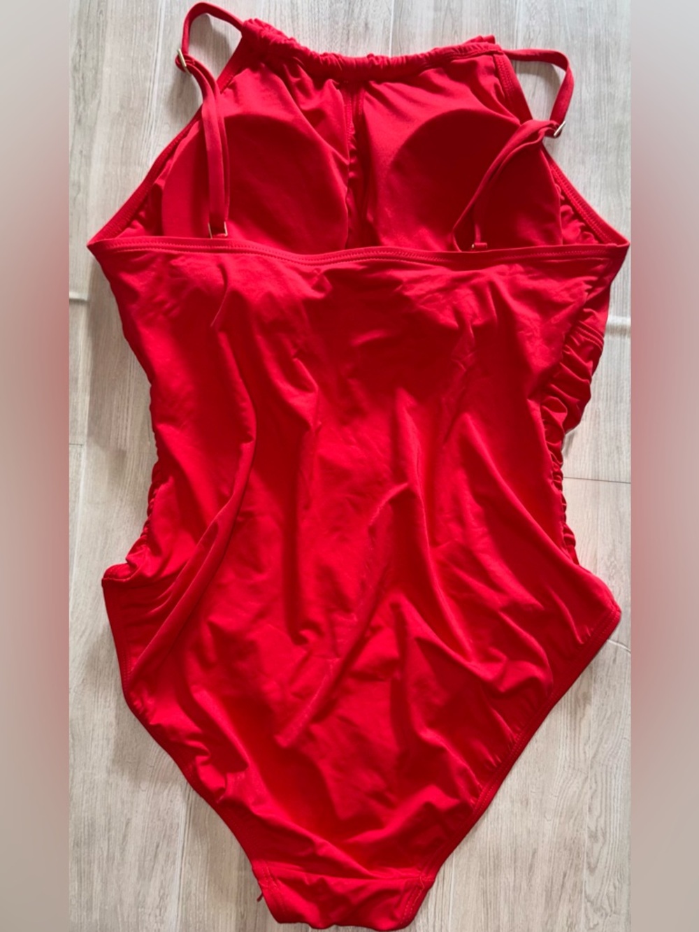 DKNY Red Ruffle-Front One-Piece Swimsuit - Picture 10 of 10